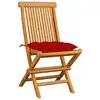 Image de vidaXL Chaises de jardin avec coussins rouges 4 pcs. Bois massif teck