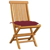 Image de vidaXL Chaises de jardin avec coussins bordeaux 4 pcs. Bois massif teck