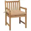 Image de vidaXL Chaises de jardin 2 pcs. avec coussin beige teck massif