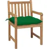 Image de vidaXL Chaises de jardin 2 pcs. avec coussins verts en teck massif