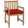 Image de vidaXL Chaises de jardin 2 pcs. avec coussins rouges en teck massif