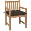 Image de vidaXL Chaises de jardin 2 pcs. avec coussin taupe teck massif