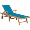 Image de vidaXL Chaise longue avec support Bleu Bois massif Teck