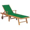 Image de vidaXL Chaise longue avec support Vert Bois massif Teck