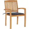 Image de vidaXL Chaises de jardin 2 pcs avec coussins anthracite bois massif teck