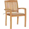 Image de vidaXL Chaises de jardin 2 pcs. avec coussin beige teck massif