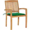 Image de vidaXL Chaises de jardin 2 pcs. avec coussins verts en teck massif