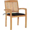Image de vidaXL Chaises de jardin 2 pcs. avec coussins noirs en teck massif
