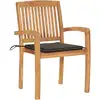 Image de vidaXL Chaises de jardin 2 pcs. avec coussin taupe teck massif