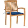 Image de vidaXL Chaises de jardin 2 pcs. avec coussins bleu roi teck massif