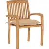 Image de vidaXL Chaises de jardin 2 pcs. avec coussin beige teck massif