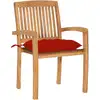 Image de vidaXL Chaises de jardin 2 pcs. avec coussins rouges en teck massif