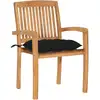 Image de vidaXL Chaises de jardin 2 pcs. avec coussins noirs en teck massif