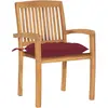 Image de vidaXL Chaises de jardin 2 pcs. avec coussins bordeaux en teck massif