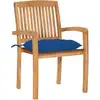 Image de vidaXL Chaises de jardin 2 pcs. avec coussins bleus teck massif