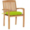 Image de vidaXL Chaises de jardin 2 pcs. avec coussins vert clair en teck massif