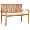 Image de vidaXL Banc de jardin empilable avec support 128,5 cm bois massif teck