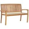 Image de vidaXL Banc de jardin empilable avec support 128,5 cm bois massif teck