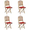 Image de vidaXL Salon de jardin 5 pièces avec coussins Pliable Bambou