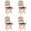 Image de vidaXL Salon de jardin 5 pièces avec coussins Pliable Bambou