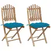 Image de vidaXL Chaises de jardin pliantes 2 pcs. avec coussins bambou