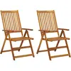 Image de vidaXL Chaises longues de jardin 2 pcs. avec coussins acacia massif