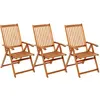 Image de vidaXL Chaises de jardin pliantes 3 pcs. avec coussins en bois massif d'acacia