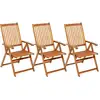 Image de vidaXL Chaises de jardin pliantes 3 pcs. avec coussins en bois massif d'acacia