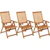 Image de vidaXL Chaises de jardin pliantes 3 pcs. avec coussins en bois massif d'acacia