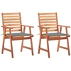 Image de vidaXL Chaises de jardin 2 pièces avec coussins en bois massif d'acacia