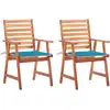 Image de vidaXL Chaises de jardin 2 pièces avec coussins en bois massif d'acacia