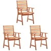 Image de vidaXL Chaises de jardin 3 pièces avec coussins en bois massif d'acacia