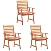 Image de vidaXL Chaises de jardin 3 pièces avec coussins en bois massif d'acacia