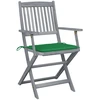 Image de vidaXL Chaises de jardin pliantes 2 pièces avec coussin en bois massif d'acacia