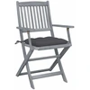 Image de vidaXL Chaises de jardin pliantes 2 pcs. avec coussins en bois massif d'acacia