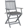 Image de vidaXL Chaises de jardin pliantes 2 pcs. avec coussins en bois massif d'acacia