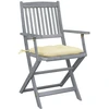 Image de vidaXL Chaises de jardin pliantes 2 pcs. avec coussins en bois massif d'acacia