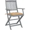Image de vidaXL Chaises de jardin pliantes 2 pcs. avec coussins en bois massif d'acacia