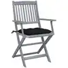 Image de vidaXL Chaises de jardin pliantes 2 pcs. avec coussins en bois massif d'acacia