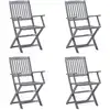 Image de vidaXL Chaises de jardin pliantes 4 pièces avec coussin en bois massif d'acacia