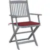 Image de vidaXL Chaises de jardin pliantes 4 pièces avec coussin en bois massif d'acacia