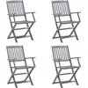 Image de vidaXL Chaises de jardin pliantes 4 pièces avec coussin en bois massif d'acacia