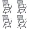 Image de vidaXL Chaises de jardin pliantes 4 pièces avec coussins en bois massif d'acacia