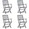 Image de vidaXL Chaises de jardin pliantes 4 pièces avec coussins en bois massif d'acacia