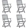 Image de vidaXL Chaises de jardin pliantes 4 pièces avec coussins en bois massif d'acacia