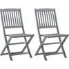 Image de vidaXL Chaises de jardin pliantes 2 pcs. avec coussins en bois massif d'acacia