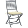 Image de vidaXL Chaises de jardin pliantes 4 pièces avec coussins en bois massif d'acacia