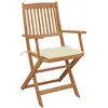 Image de vidaXL Chaises de jardin pliantes 2 pcs. avec coussins en bois massif d'acacia