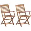 Image de vidaXL Chaises de jardin pliantes 2 pcs. avec coussins en bois massif d'acacia
