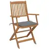 Image de vidaXL Chaises de jardin pliantes 4 pièces avec coussins en bois massif d'acacia